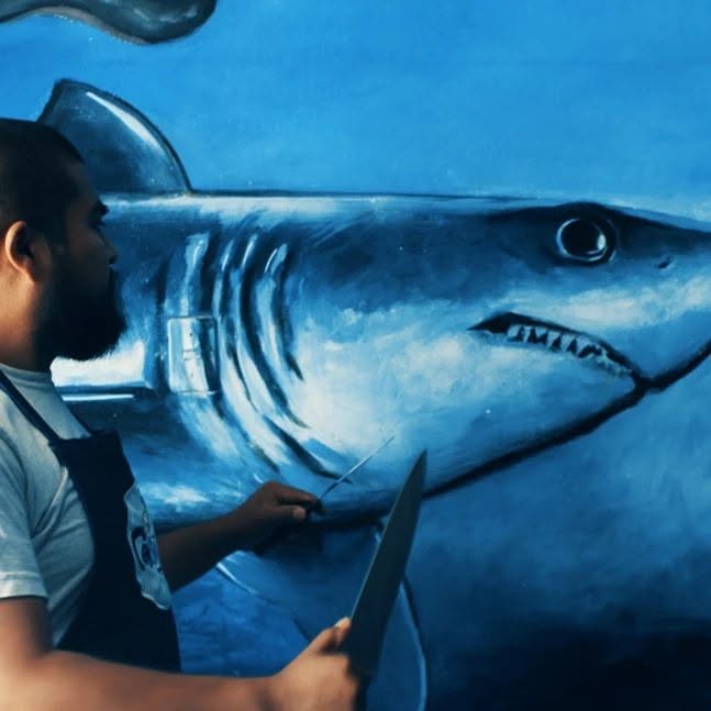 Mural marino del local de Cevichato