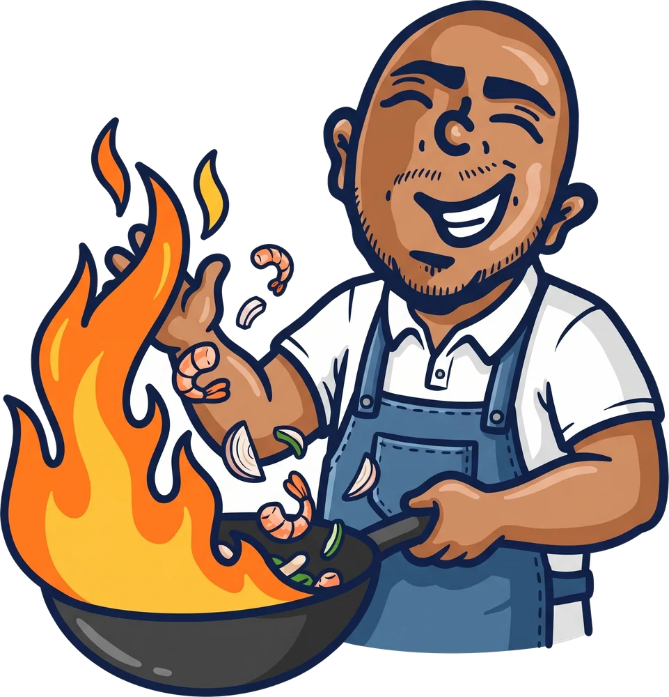 El Chato salteando a fuego alto